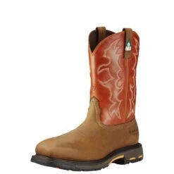 Ariat Boots: Men's Brown 10017170 Puncture-Resistant Composite Toe Workhog Cowboy Boots -Boots Hub Shop 10017170 3 4 front