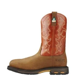 Ariat Boots: Men's Brown 10017170 Puncture-Resistant Composite Toe Workhog Cowboy Boots -Boots Hub Shop 10017170 side