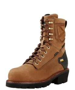 Ariat Boots: Men's 10018567 Oily Distressed Brown Powerline 8" 400G Waterproof Composite Toe Work Boot 9 Ariat Boots: Men's 10018567 Oily Distressed Brown Powerline 8" 400G Waterproof Composite Toe Work Boot -Boots Hub Shop 10018567 3 4 front 1