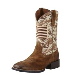 Ariat Boots: Men's 10019959 Antique Mocha Suede Sport Patriot Western Boot -Boots Hub Shop 10019959 3 4 front