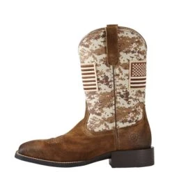 Ariat Boots: Men's 10019959 Antique Mocha Suede Sport Patriot Western Boot -Boots Hub Shop 10019959 side