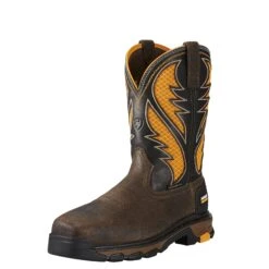 Ariat Boots: Composite Toe 10020072 Men's Brown Pull On Intrepid Venttek Work Boots -Boots Hub Shop 10020072 3 4 front