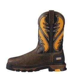 Ariat Boots: Composite Toe 10020072 Men's Brown Pull On Intrepid Venttek Work Boots -Boots Hub Shop 10020072 side