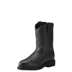 Ariat Boots: Men's Black 10021473 Sierra Pull On Steel Toe Work Boots -Boots Hub Shop 10021473 3 4 front