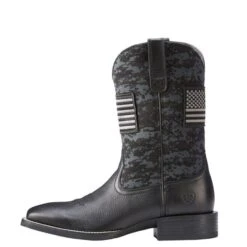 Ariat Boots: Men's 10023361 Black Deertan Sport Patriot Western Boot -Boots Hub Shop 10023361 side