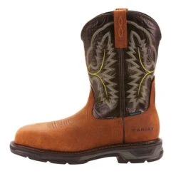 Ariat Boots: Men's 10024966 Brown WorkHog Xt 11" Waterproof Carbon Toe Pull On Work Boots -Boots Hub Shop 10024966 side