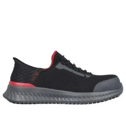 Skechers Work Shoes: Men's 200206 BKRD Black Red Composite Toe Slip-Ins Tilido Fletchit Work Shoe -Boots Hub Shop 200206 bkrdedit