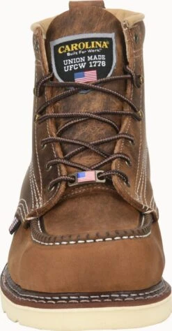 Carolina Boots: Men’s CA7011 Old Town Folklore AMP USA 6” Domestic Moc Toe Wedge Work Boot -Boots Hub Shop ca7011 500xauto toe