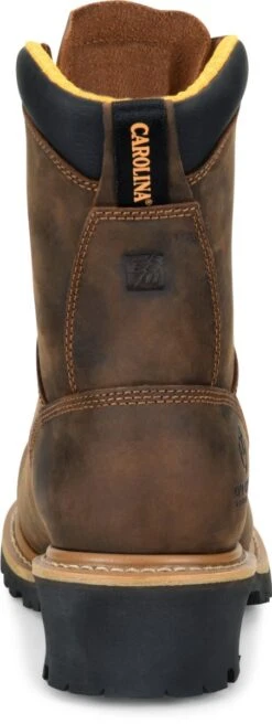 Carolina Boots: Men's CA9853 Brown Poplar 8” Composite Toe Logger Boot -Boots Hub Shop ca9853 500xauto heel