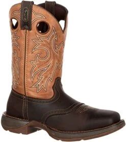 Durango Boots: Men's DB019 Brown Rebel 11 Inch Steel Toe Waterproof Pull On Square Toe Work Boot -Boots Hub Shop db019