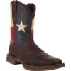 Durango Boots: Men's DB4446 Brown Rebel Texas Flag Pull On Square Toe Work Boot
