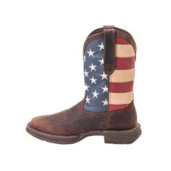 Durango Boots: Men's DB5554 Brown Rebel 12 Inch American Flag Pull On Square Toe Boot -Boots Hub Shop db5554 instep