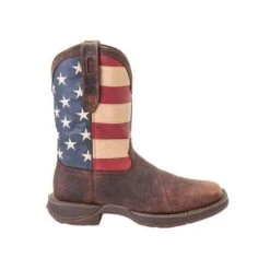 Durango Boots: Men's DB5554 Brown Rebel 12 Inch American Flag Pull On Square Toe Boot -Boots Hub Shop db5554 profile