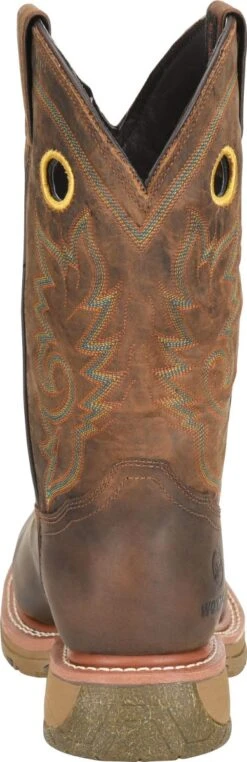 Double H Boots: Men's DH5241 Brown Square Composite Toe 12" Elijah Workflex MAX Cowboy Boot -Boots Hub Shop dh5241 500xauto heel
