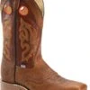 Double H Boots: Men's DH5400 Brown Square Steel Toe ICE Roper 13" Pull On Cowboy Boot