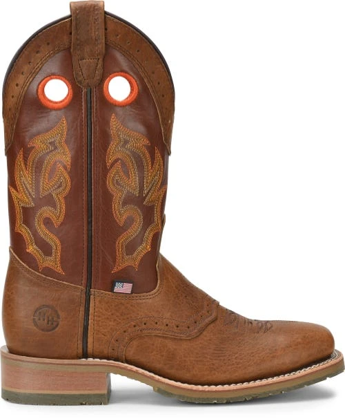 Double H Boots: Men's DH5400 Brown Square Steel Toe ICE Roper 13" Pull On Cowboy Boot 2 Double H Boots: Men's DH5400 Brown Square Steel Toe ICE Roper 13" Pull On Cowboy Boot - Image 2