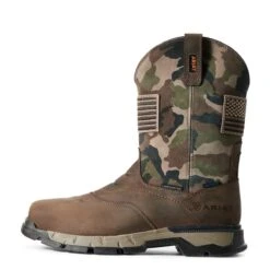 Ariat Boots: Men's 10029518 Dark Brown Camo Rebar Flex Patriot Waterproof Composite Toe Work Boot -Boots Hub Shop f19 mns work couto 10029518 side