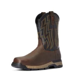 Ariat Boots: Men's 10034158 Dark Brown Rebar Flex Western Waterproof Work Boot -Boots Hub Shop f20 mns work 10034158 3 4 front