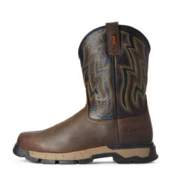Ariat Boots: Men's 10034158 Dark Brown Rebar Flex Western Waterproof Work Boot -Boots Hub Shop f20 mns work 10034158 side