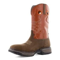 Frye Supply Boots: FR40102 Brown/Orange Steel Toe Safety-Crafted 10" Unlined Western Work Boot -Boots Hub Shop fr40102 03edit