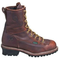 Georgia Boots: Men's Brown G7313 Waterproof EH Steel Toe Logger Boots -Boots Hub Shop g7313st georgiao 01