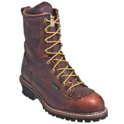 Georgia Boots: Men's Brown G7313 Waterproof EH Steel Toe Logger Boots -Boots Hub Shop g7313st georgiap 01