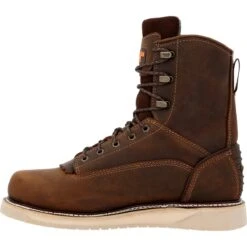 Georgia Boots: Men's GB00593 Brown Plain Toe AMP LT Wedge Waterproof Lace To Toe Work Boot -Boots Hub Shop gb00593 instep profile