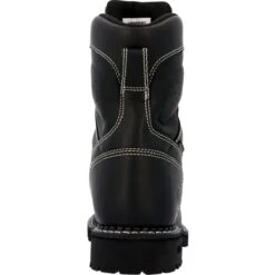 Georgia Boots: Men's GB00603 Black Plain Toe 8" USA Made Logger Waterproof Work Boot -Boots Hub Shop gb00603 back