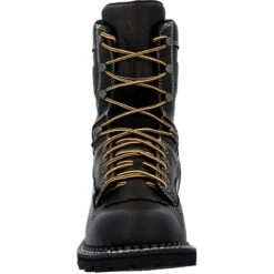 Georgia Boots: Men's GB00603 Black Plain Toe 8" USA Made Logger Waterproof Work Boot -Boots Hub Shop gb00603 front