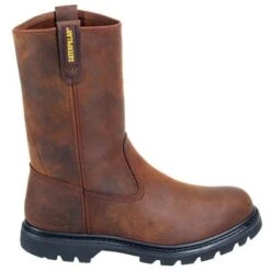 Caterpillar Boots: Men's Brown Revolver Slip-On 72191 Wellington Slip-Resistant Boots -Boots Hub Shop image 85171