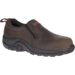 Merrell Shoes: Men's J099319 Brown Jungle Moc Composite Toe Slip Resistant Slip On Work Shoe -Boots Hub Shop j099319 1