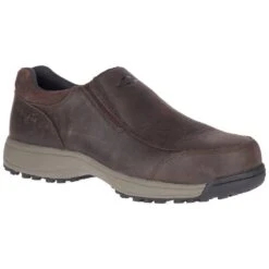 Merrell Shoes: Men's J20995 Brown Sutton Moc Steel Toe Slip Resistant Slip On Work Shoe -Boots Hub Shop j20995