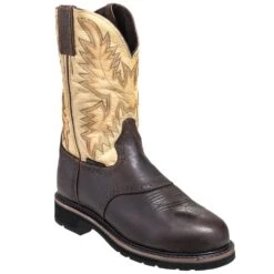 Justin Boots: Men's SE4661 Brown Stampede Steel Toe Cowboy Boots -Boots Hub Shop justin wk4661 p 01
