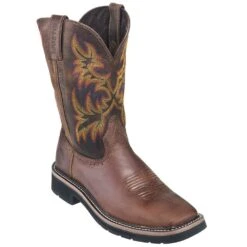 Justin Boots: Men's SE4681 Brown Square Toe Stampede Boots -Boots Hub Shop justin wk4681 080 p 01