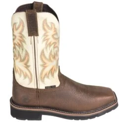 Justin Boots: Men's SE4684 Steel Toe EH White Cowhide 11-Inch Cowboy Work Boots -Boots Hub Shop justin wk4684 o 01