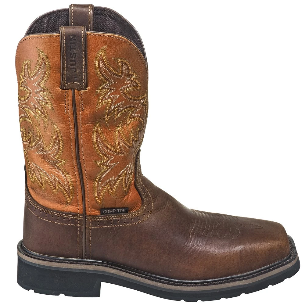 Justin Boots: Men's SE4812 Tan Composite Toe EH Non-Metallic Stampede Work Boots 4 Justin Boots: Men's SE4812 Tan Composite Toe EH Non-Metallic Stampede Work Boots - Image 4