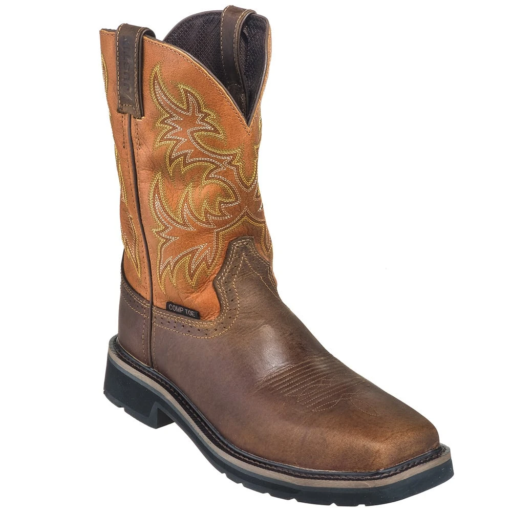 Justin Boots: Men's SE4812 Tan Composite Toe EH Non-Metallic Stampede Work Boots 3 Justin Boots: Men's SE4812 Tan Composite Toe EH Non-Metallic Stampede Work Boots - Image 3