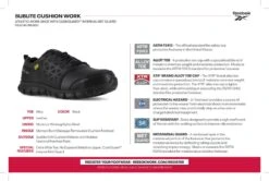 Reebok Shoes: Men's RB4046 EH Black Alloy Toe Athletic Internal Met Guard Oxfords -Boots Hub Shop rb4046 rb460 inside box label