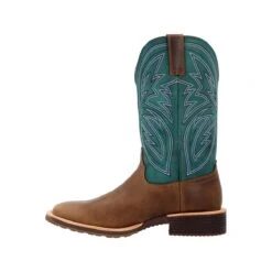 Rocky Boots: Men's RKW0406 Teal Soft Toe 12" Tall Oaks Western Pull On Boot -Boots Hub Shop rkw0406 4edit