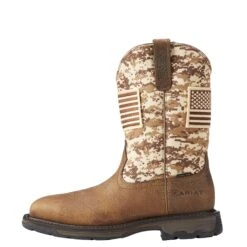 Ariat Boots: Men's Steel Toe Workhog 10022968 Pull On Patriot Work Boots -Boots Hub Shop s18 mns work holt 10022968 side