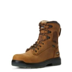 Ariat Boots: Men's 10027326 Aged Bark 8" Turbo Waterproof Carbon Toe Work Boot -Boots Hub Shop s19 mns work couto 10027326 3 4 front