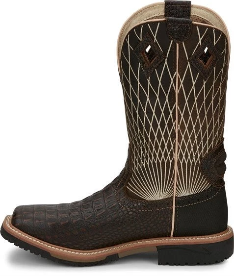 Justin Boots: Men's SE4833 Brown Composite Square Toe Derrickman Cowboy Work Boot 3 Justin Boots: Men's SE4833 Brown Composite Square Toe Derrickman Cowboy Work Boot - Image 3