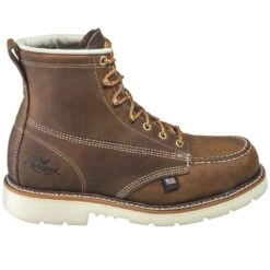 Thorogood Boots: Men's 804-4375 Brown 6-Inch USA-Made Moc EH Steel Toe Work Boots -Boots Hub Shop thorogood 804 4375 o 01