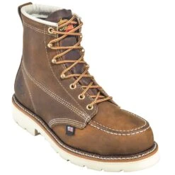 Thorogood Boots: Men's 804-4375 Brown 6-Inch USA-Made Moc EH Steel Toe Work Boots -Boots Hub Shop thorogood 804 4375 p 01